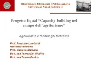 Dipartimento di Economia e Politica Agraria Universit di