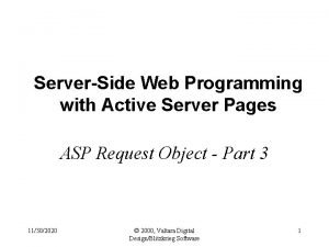 ServerSide Web Programming with Active Server Pages ASP