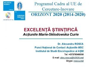 Programul Cadru al UE de CercetareInovare ORIZONT 2020