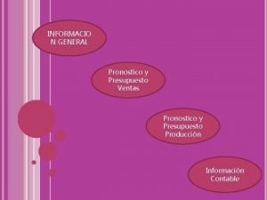 INFORMACIO N GENERAL Pronostico y Presupuesto Ventas Pronostico