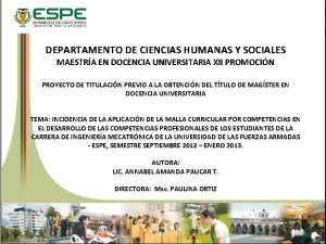 DEPARTAMENTO DE CIENCIAS HUMANAS Y SOCIALES MAESTRA EN