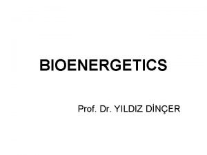 BIOENERGETICS Prof Dr YILDIZ DNER Living organisms must