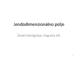 Jendodimenzionalno polje Zoran Hercigonja mag edu inf 1