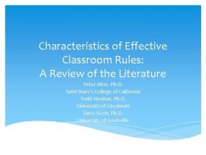 Characteristics of effective classroom rules
