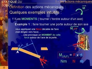 I les actions mcaniques STATIQUE DU SOLIDE Dfinition