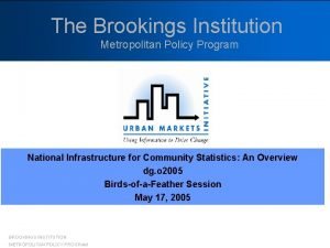 Metropolitan policy program