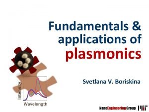 Fundamentals applications of plasmonics Svetlana V Boriskina Plasmonics