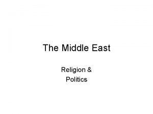 The Middle East Religion Politics Judaism Christianity Islam