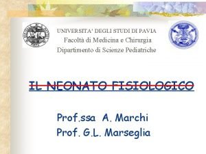 UNIVERSITA DEGLI STUDI DI PAVIA Facolt di Medicina