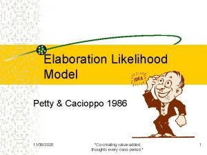 Elaboration Likelihood Model Petty Cacioppo 1986 11302020 Cocreating