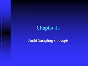 Chapter 11 Audit Sampling Concepts Discussion of Audit