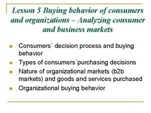 Organizational buying behaviour process