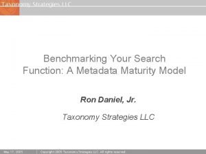 Taxonomy Strategies LLC Benchmarking Your Search Function A