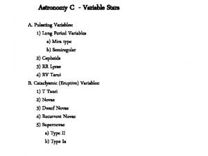 Astronomy C Variable Stars A Pulsating Variables 1