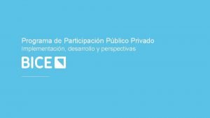 Programa de Participacin Pblico Privado Implementacin desarrollo y