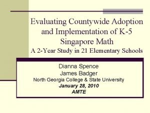 Evaluating Countywide Adoption and Implementation of K5 Singapore