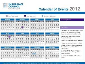 Calendar of Events 2012 ICA Private event ICA