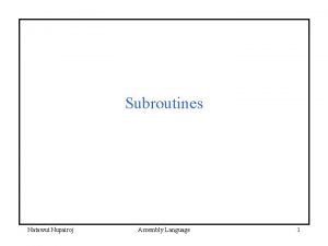 Subroutines in assembly language