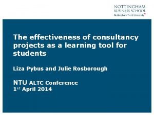 The effectiveness of consultancy projects as a learning