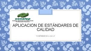 APLICACIN DE ESTNDARES DE CALIDAD CONTENIDOS 1 1