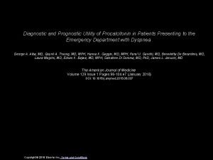 Diagnostic and Prognostic Utility of Procalcitonin in Patients