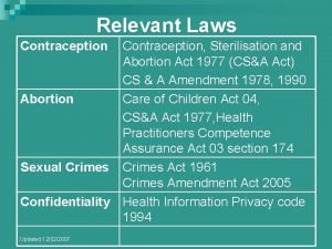 Contraception sterilisation and abortion act 1977