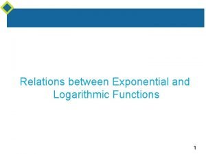Relations between Exponential and Logarithmic Functions 1 Relations