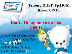 Trng HSP Tp HCM Khoa CNTT Bi 2