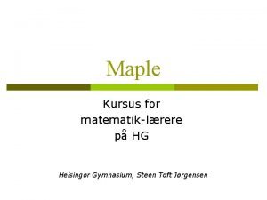 Maple kommandoer