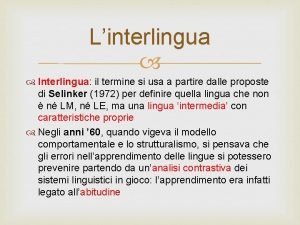 Interlingua di selinker