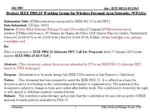 July 2003 doc IEEE 802 15 03139 r