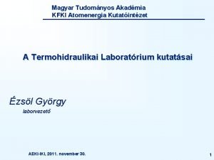 Magyar Tudomnyos Akadmia KFKI Atomenergia Kutatintzet A Termohidraulikai