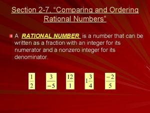 Section 2 7 Comparing and Ordering Rational Numbers