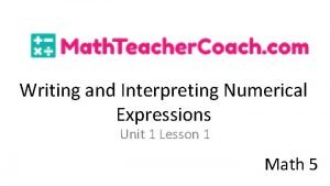 Numerical expression and equation