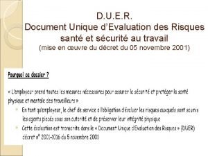 D U E R Document Unique dEvaluation des