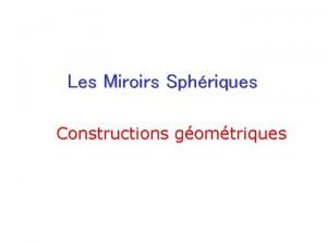 Les Miroirs Sphriques Constructions gomtriques MENU Voir la