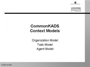 Common KADS Context Models Organization Model Task Model