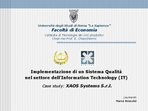 Universit degli Studi di Roma La Sapienza Facolt