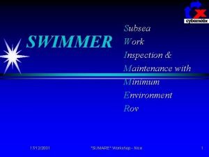 SWIMMER 17122001 Subsea Work Inspection Maintenance with Minimum