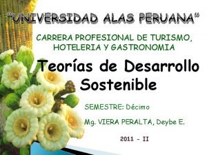 UNIVERSIDAD ALAS PERUANA CARRERA PROFESIONAL DE TURISMO HOTELERIA
