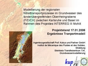 Modellierung der regionalen Nitrattransportprozesse im Grundwasser des lnderbergreifenden