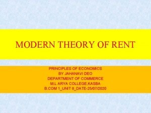 Features of modern theory of rent