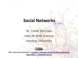 Social Networks Dr Frank Mc Cown Intro to