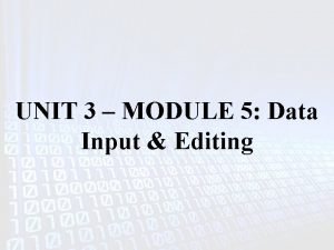 Data input methods