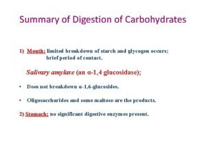 Digestion of carbohydrates