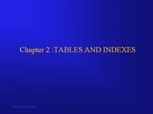 Chapter 2 TABLES AND INDEXES Bordoloi and Bock