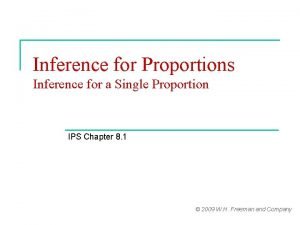 Inference for Proportions Inference for a Single Proportion