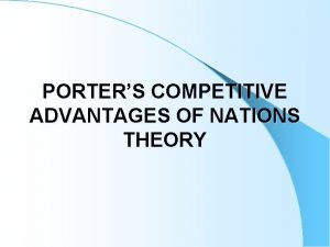 PORTERS COMPETITIVE ADVANTAGES OF NATIONS THEORY Practical work