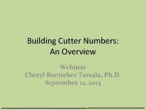 Cutter numbers explained