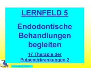 LERNFELD 5 Endodontische Behandlungen begleiten 17 Therapie der